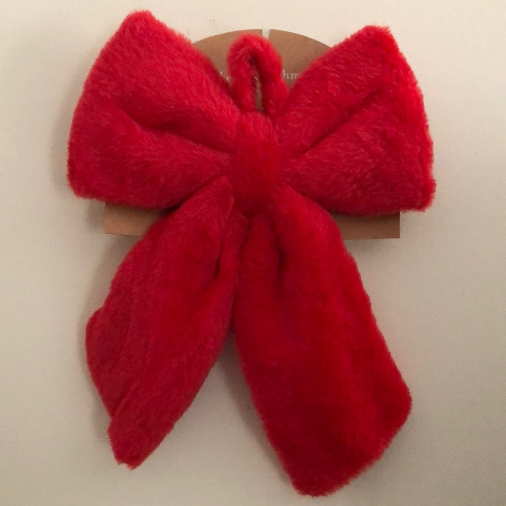 Cupcakes & Cashmere Red Decorative Faux Fur Bow NEW